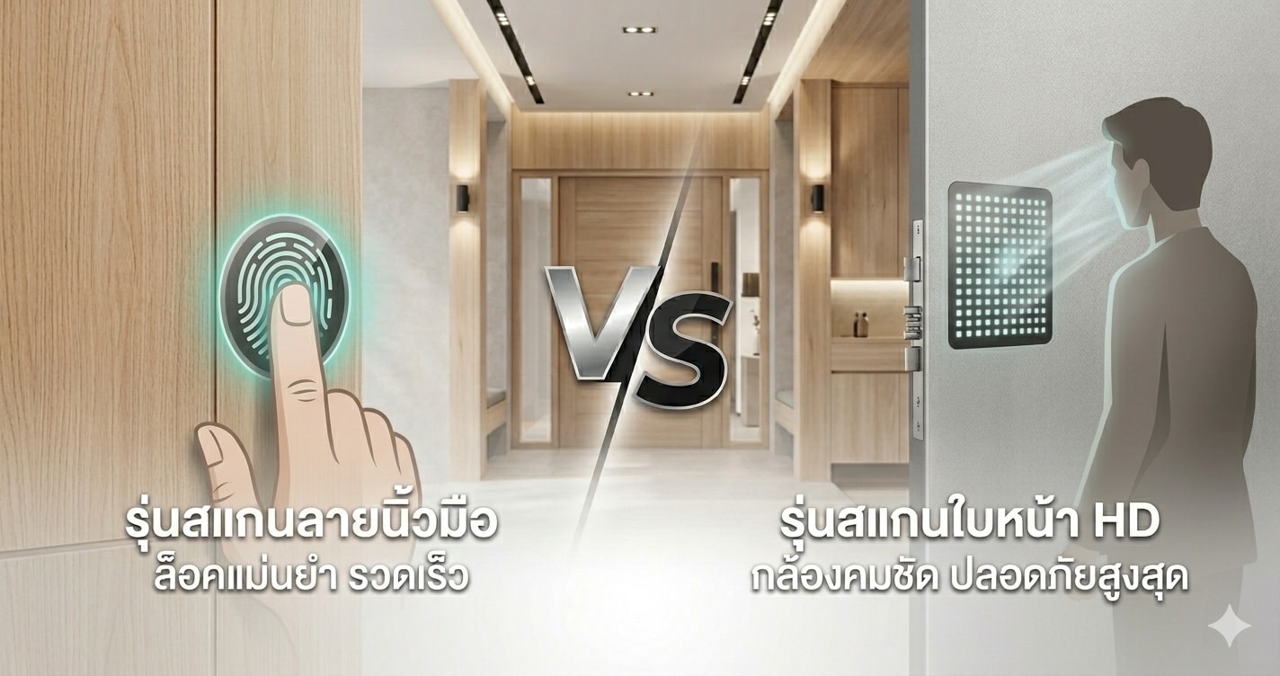 กลอนประตูดิจิตอล สแกนนิ้ว vs สแกนใบหน้า เปรียบเทียบ 2026